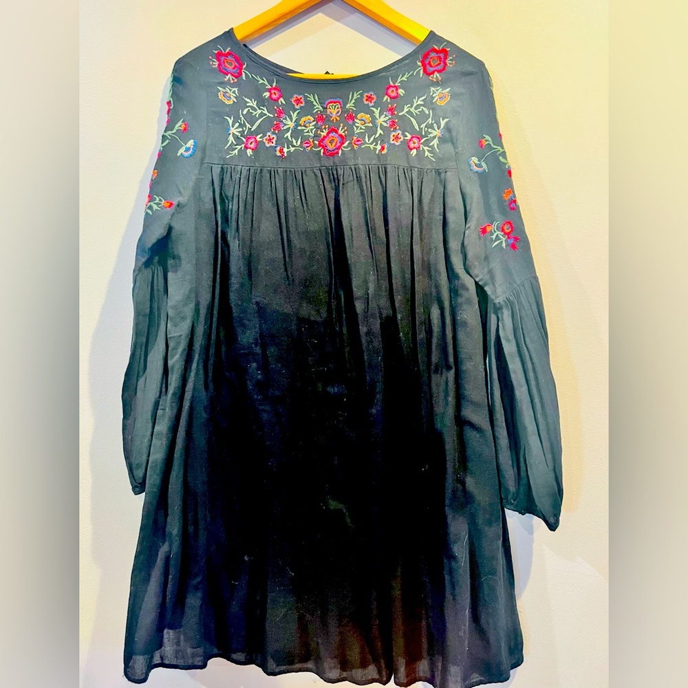 EUC Knee Length, Lined, Embroidered Zara Basics dress